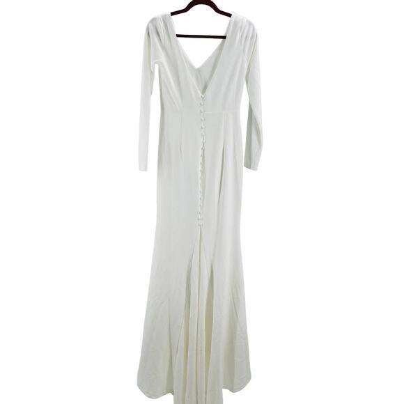 LULU'S 2X plus Feeling Forever White Long Sleeve Mermaid Bridal Maxi Dress B167 - Picture 4 of 10